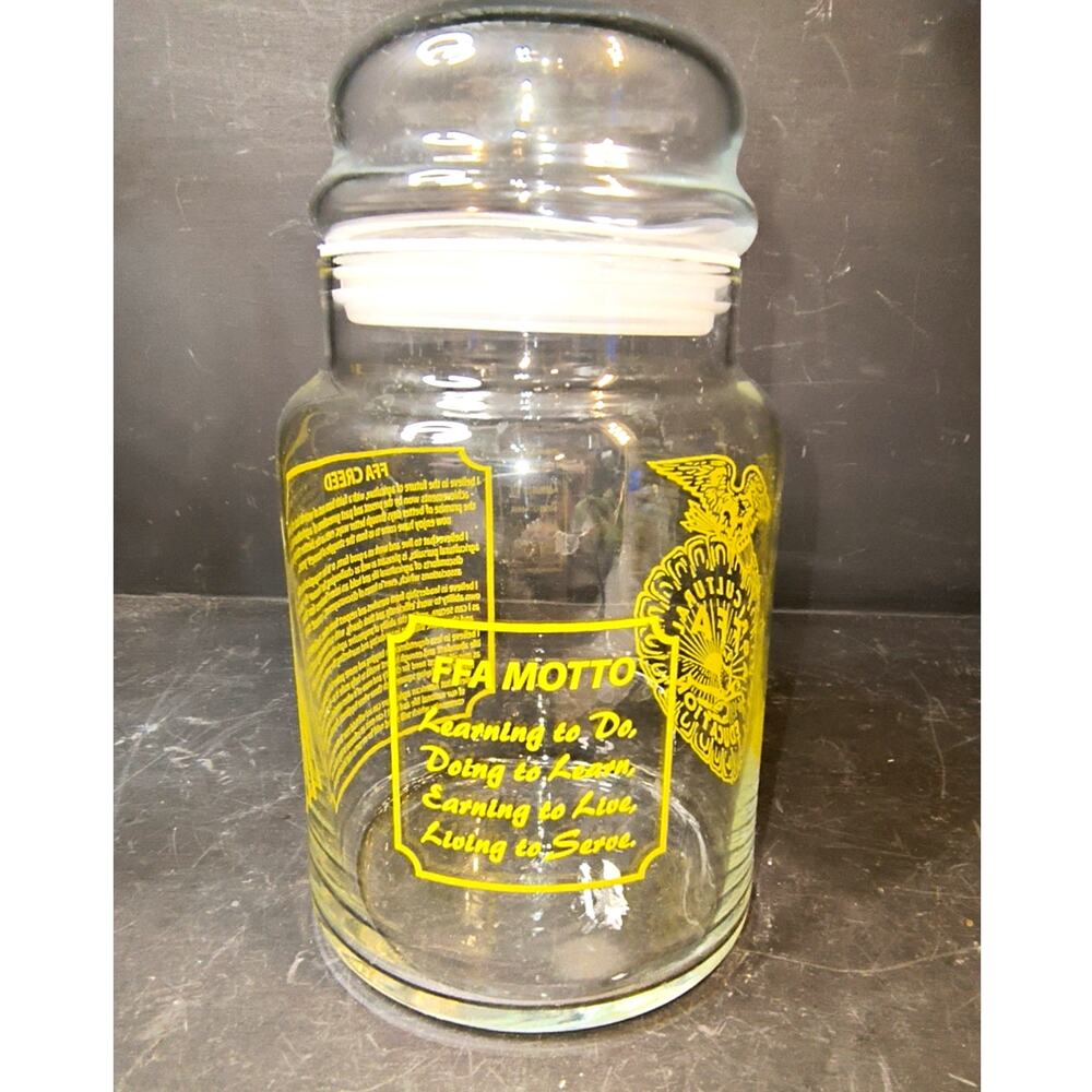 2019. Vintage 70s FFA Glass Storage Apothecary Jar Lidded Sealed Libbey Glass - Picture 3 of 7